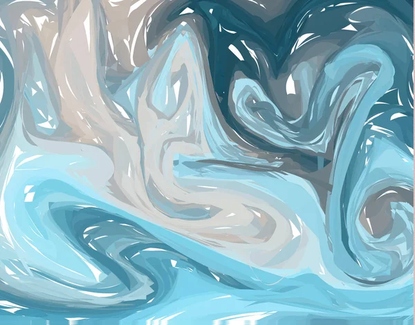 美しいベクトル大理石表面 液体塗料でユニークな手作りの食感 水彩画背景 青い波 — ストックベクタ