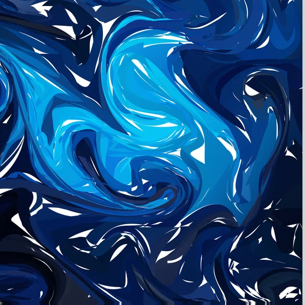 深蓝色抽象背景 墨迹大理石纹理 手绘大理石插图 电子布鲁拉水纸和丝绸版画 传统的土耳其电子布鲁技术 在水上绘画 — 图库矢量图片