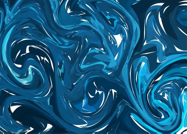 ロゴベクトルの手描きのアートワーク水大理石テクスチャを 液体塗料のパターン しゅうちょう墨流し技法で抽象的なダークブルーの背景 — ストックベクタ