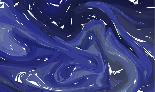 矢量手绘艺术品上的水大理石纹理 液体油漆图案 摘要深蓝色背景在小花筋桥技术 — 图库矢量图片