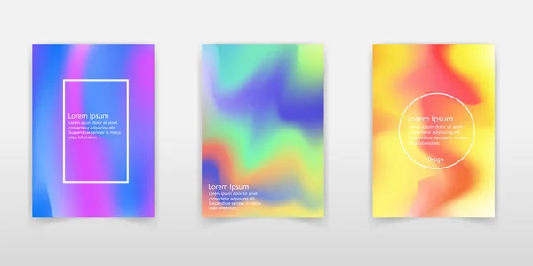 Holografische Poster Set Abstracte Achtergronden Futuristische Holografisch Folie Poster Met — Stockvector