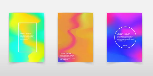 Holographic Poster Set Abstract Backgrounds Futuristic Holographic Foil Poster Gradient — Stock Vector