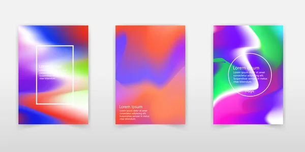 Holographic Poster Set Abstract Backgrounds Hipster Holographic Poster Gradient Mesh — Stock Vector