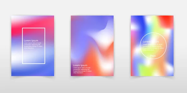 Holographic Poster Set Abstract Backgrounds Futuristic Holographic Poster Gradient Mesh — Stock Vector