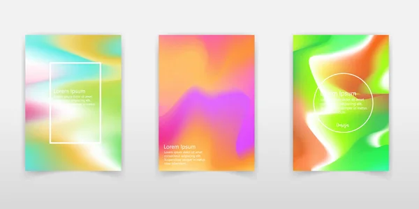 ポスター デザインのカラフルな液体とホログラムの色背景を抽象化します オレンジ ピンク グリーン ベクター バナー ポスター テンプレート — ストックベクタ