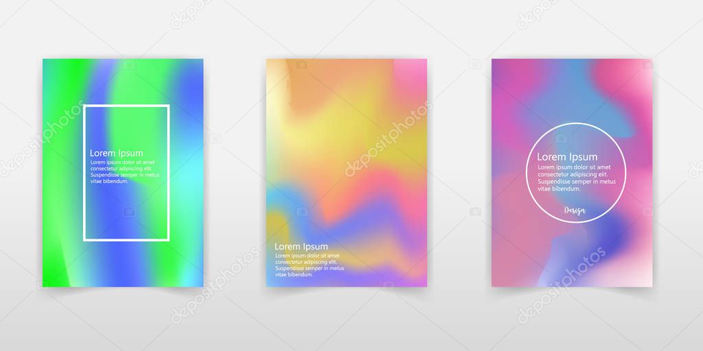 Set of Holographic Trendy Backgrounds. Can be used for Cover, Book, Print, Fashion.