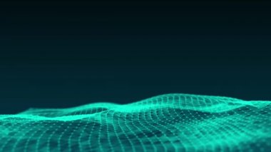 Dijital dalga arka plan soyut başlık koyu mavi animasyon parçacık sorunsuz bulanık. Dijital mavi renkli dalga parçacıklar ve ışık arka plan