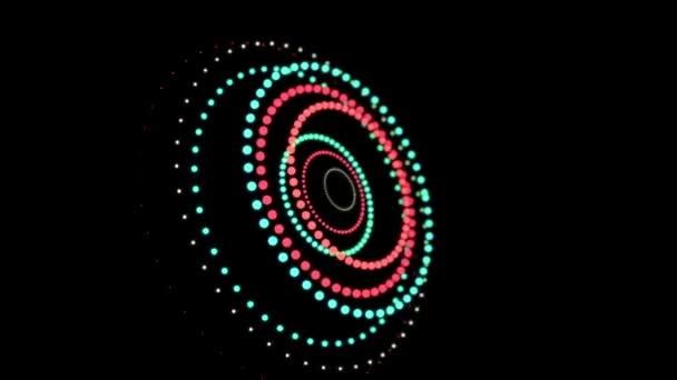 Glühende Kreisförmige Element Beleuchtete Geometrische Kreis Und Kugelformen — Stockvideo