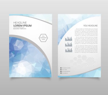 Modern broşür düzen, el ilanı ve kapak tasarım şablonu poligonal kağıt uçak grafik ile. Modern üçgen sunu şablonu. İş tasarım arka plan. Vektör çizim.