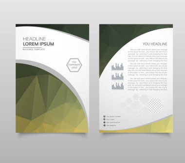 Modern broşür düzen, el ilanı ve kapak tasarım şablonu poligonal kağıt uçak grafik ile. Modern üçgen sunu şablonu. İş tasarım arka plan. Vektör çizim.