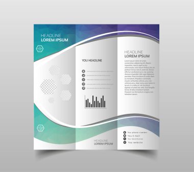 Üç katlı broşür tasarım şablonları modern poligonal arka plan beyaz ile vektör toplama