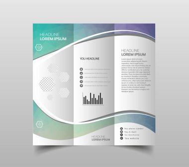 Üç katlı broşür tasarım şablonları modern poligonal arka plan beyaz ile vektör toplama