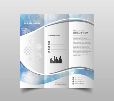 Üç katlı broşür tasarım şablonları modern poligonal arka plan beyaz ile vektör toplama