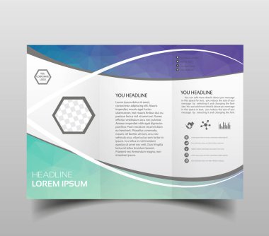 Vektör modern üç katlı broşür tasarım şablonu ile yüksek teknoloji poligonal arka plan