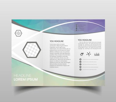 Vektör modern üç katlı broşür tasarım şablonu ile yüksek teknoloji poligonal arka plan