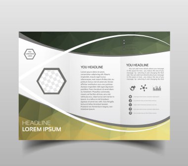 Vektör modern üç katlı broşür tasarım şablonu ile yüksek teknoloji poligonal arka plan