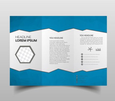 kare geometrik vektör iş üç katlı broşür broşür ve ilan şablonu düz tasarım kümesi. Broşür tasarımı, broşür şablonu, yaratıcı üçe katlanmış.
