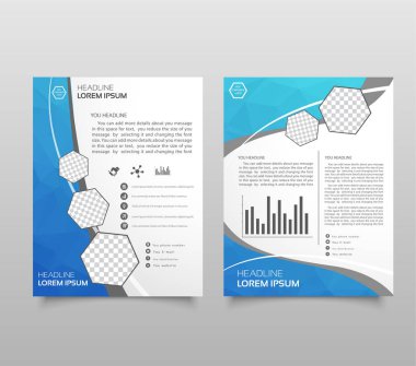 Yıllık rapor broşür düzeni tasarım şablonu, broşür reklam, poster, dergi, iş finansal arka plan, boş kopya alanı, düz stil için illüstrasyon sanat A4 boyutunda vektör.