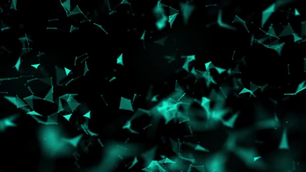 Fond géométrique abstrait animé bleu avec des lignes mobiles, des trianges et des points. Concept de technologie Big Data .