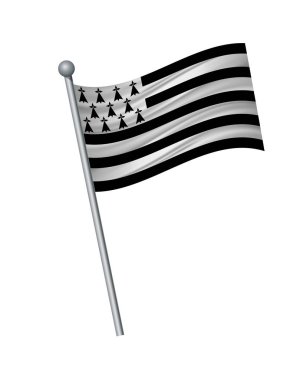 waving of flag on flagpole, Official colors and proportion correctly. vector illustration isolate on white background. clipart