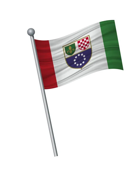 Sventolando bandiera su pennone, Colori ufficiali e proporzione correttamente. illustrazione vettoriale isolata su sfondo bianco . — Vettoriale Stock