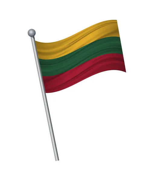 Κυματίζει σημαία στο κοντάρι σημαίας, επίσημη χρώματα και ποσοστό σωστά. εικονογράφηση διάνυσμα απομονωθεί σε λευκό φόντο. — Διανυσματικό Αρχείο