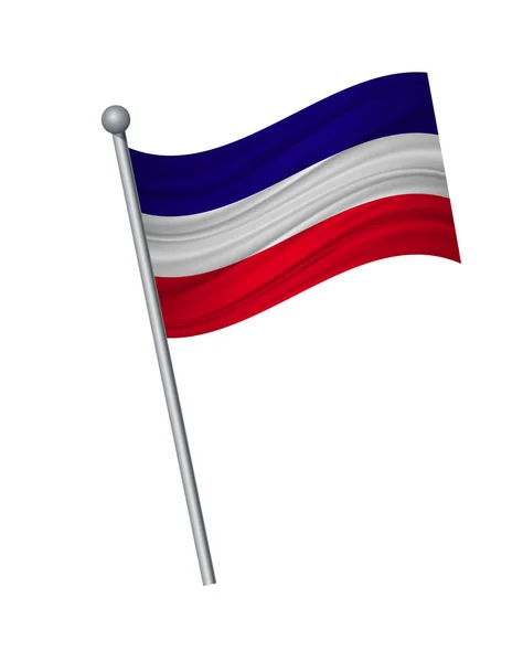 Zwaaien van de vlag op de vlaggenmast, officiële kleuren en deel correct. vectorillustratie isoleren op witte achtergrond. — Stockvector