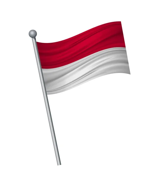 Melambaikan bendera di tiang bendera, warna resmi dan proporsi yang benar. ilustrasi vektor terisolasi di latar belakang putih . - Stok Vektor