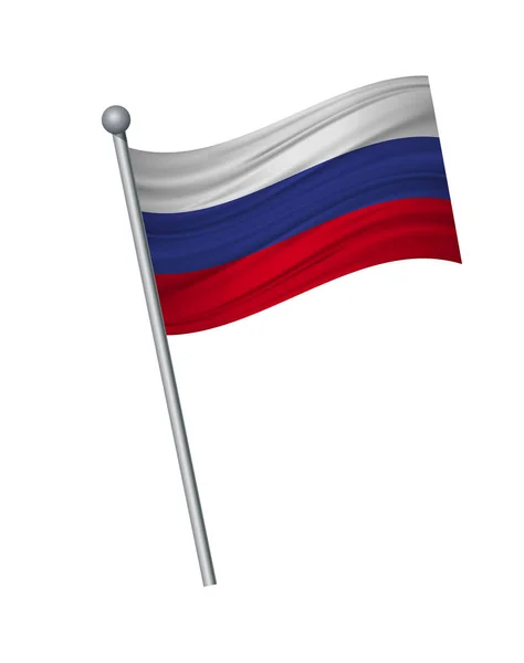 Zwaaien van de vlag op de vlaggenmast, officiële kleuren en deel correct. vectorillustratie isoleren op witte achtergrond. — Stockvector