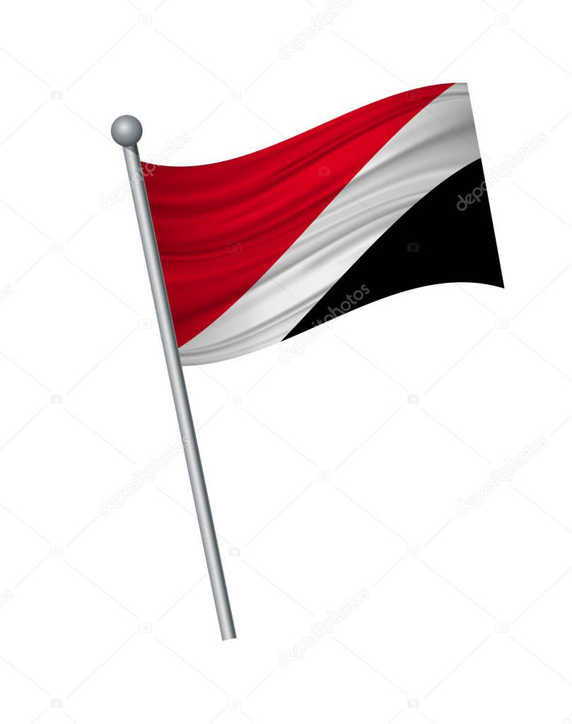 waving of flag on flagpole, Official colors and proportion correctly. vector illustration isolate on white background.