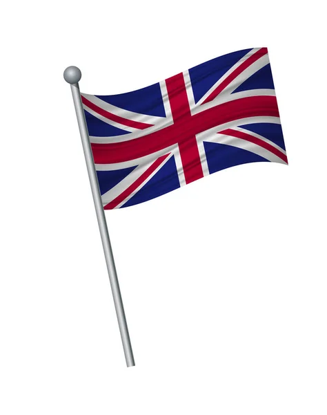 Agitant le drapeau sur le mât de drapeau, Couleurs officielles et proportion correctement. illustration vectorielle isoler sur fond blanc . — Image vectorielle