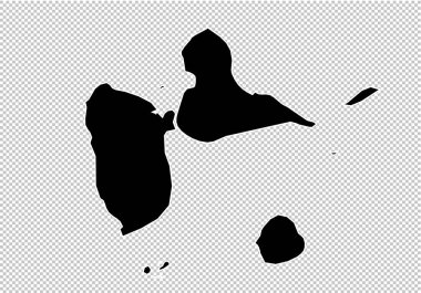 Guadeloupe harita - yüksek Detaylı siyah ilçeler/bölgeler/s ile harita