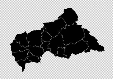 Orta Afrika Cumhuriyeti harita - yüksek Detaylı siyah harita ülkeleri ile