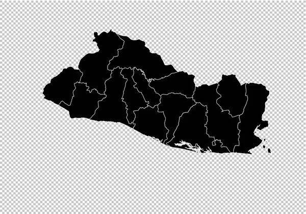 Mapa de El Salvador Alto mapa negro detallado con condados / regiones / — Vector de stock