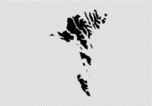Фарерські острови карта - висока докладну чорна карта з округів, регіон — стоковий вектор