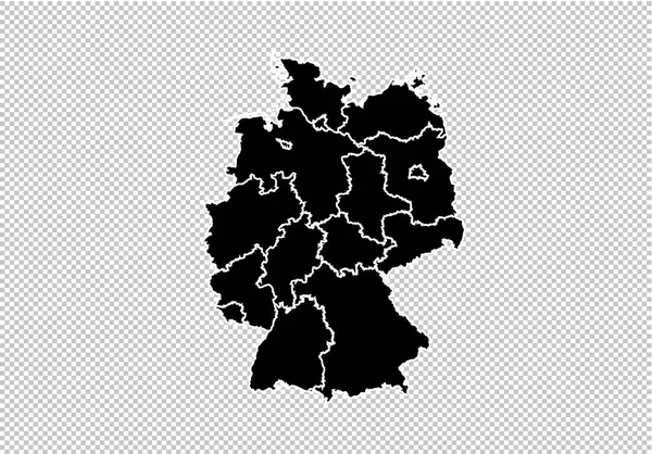 Mapa Niemiec - wysokie szczegółowe czarny mapę z powiatów/regiony/stat — Wektor stockowy