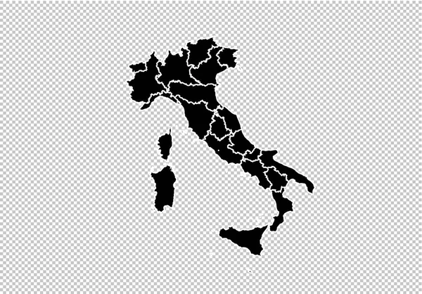 Mapa Itálie - vysoce detailní černá mapa s okresy/regionů/států — Stockový vektor