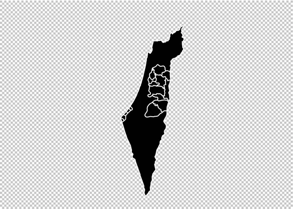 Palestina-kaart - hoog gedetailleerde zwarte kaart met provincies/regio's / st — Stockvector