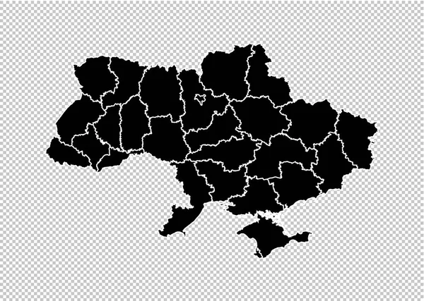 Ukraine carte - Haute carte noire détaillée avec comtés / régions / stat — Image vectorielle