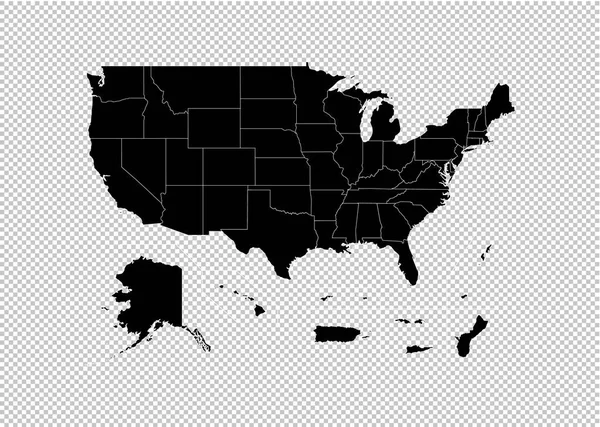США територій карта - висока докладну чорна карта з округів/розширити цю тему. — стоковий вектор