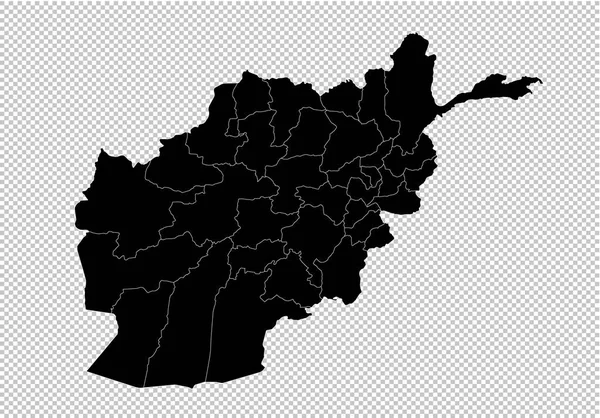 Afghanistan map - High detailed Black map with counties/regions/