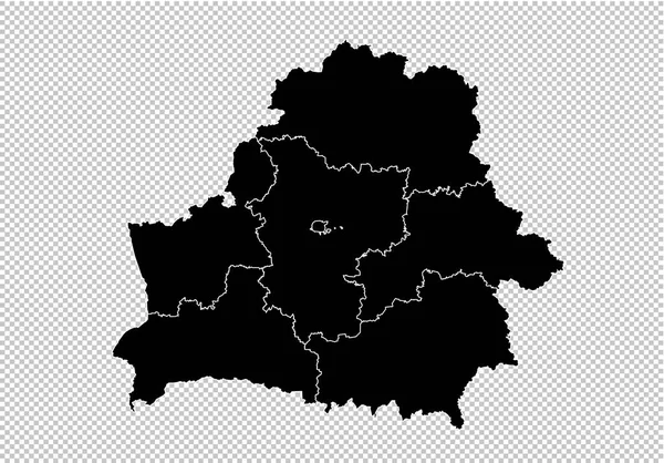 벨로루시 맵-높은 상세한 블랙 카운티/지역/합계와 지도 — 스톡 벡터