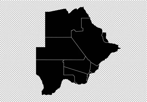 Botswana-Karte - hoch detaillierte schwarze Karte mit Landkreisen / Regionen / sta — Stockvektor
