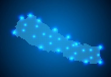 Mavi arka plan ile harita, internet hattı, poin bağlı