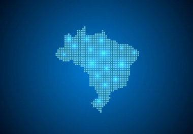 Mavi arka plan ile harita, internet hattı, poin bağlı