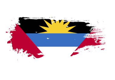 Antigua ve Barbuda ulusal bayrağı ile Grunge fırça vuruş. Wate