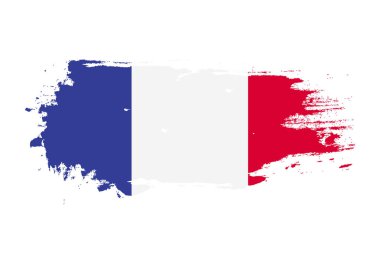 Fransa ulusal bayrağı ile Grunge fırça darbe. Suluboya boya