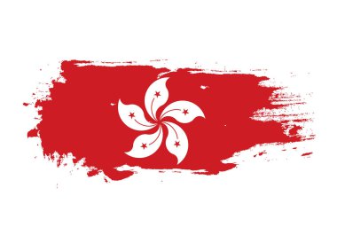 Grunge, Hong Kong ulusal bayrağıyla fırça darbesi. Suluboya pai