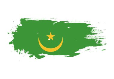 Moritanya ulusal bayrağı ile Grunge fırça darbe. Suluboya pa