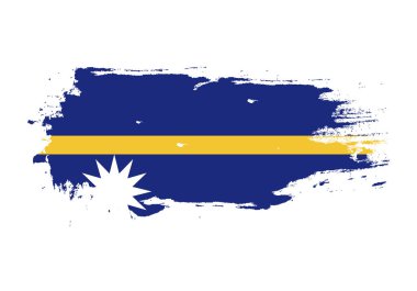 Nauru ulusal bayrağı ile Grunge fırça darbe. Suluboya boya